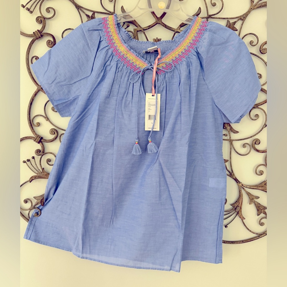 Vineyard Vines Color Pop smocked top size L. NWT!